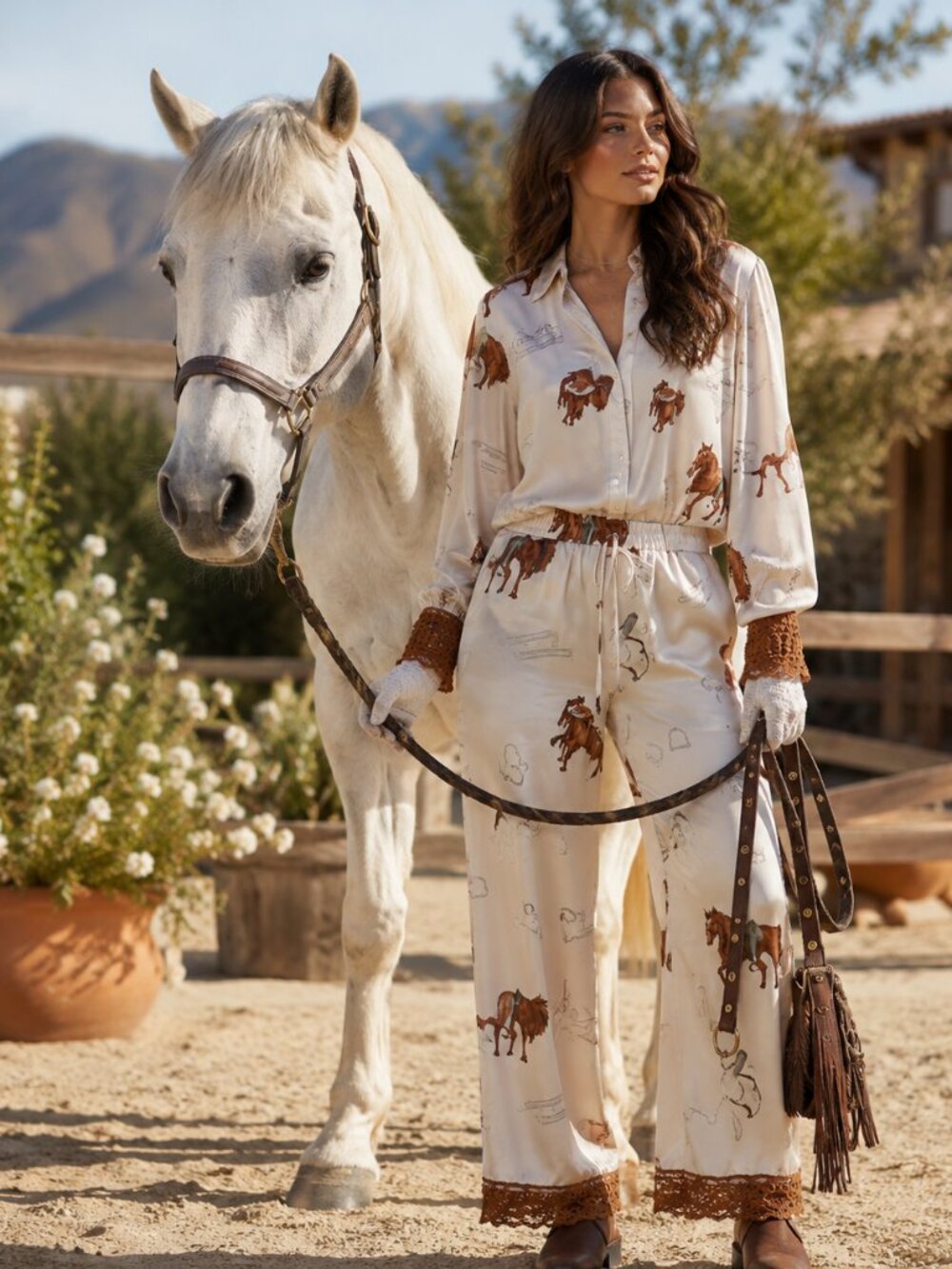 Saddle & Satin Western Print Equestrian Lounge Pants